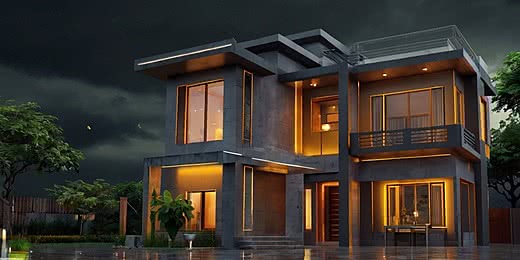 pngtree luxurious house night view with sufficient light image 15867502